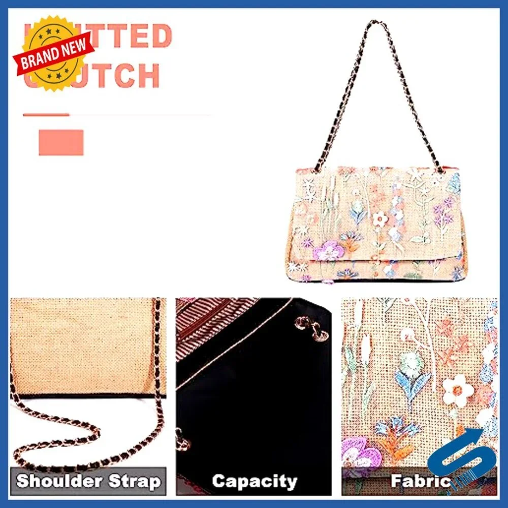 Handmade Embroidery Straw Tote Bag Bohemian Shoulder Bag Large Capacity